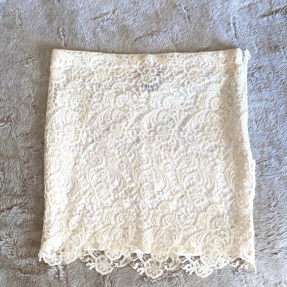 Lace | Crochet Mini Skirt | Ivory White | Women's
